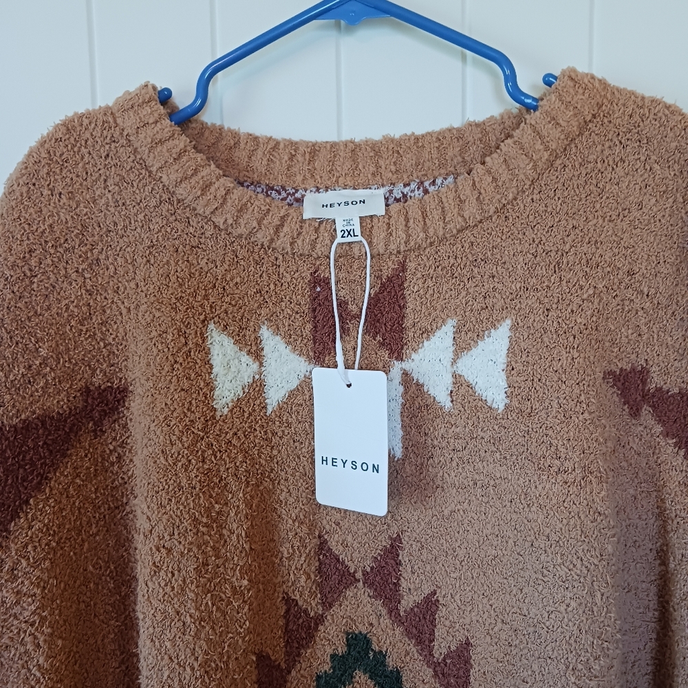 Heyson Heavy Weight Aztec Pattern Ultra Soft Sweater NWT Size 2XL - Picture 3 of 12